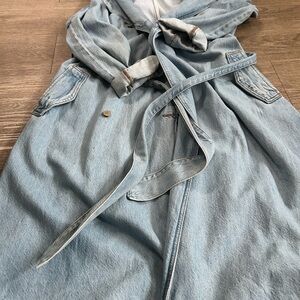 Light Wash Denim Trench Coat